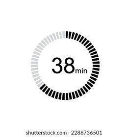 The 38 minutes, stopwatch vector icon, digital timer. clock and watch, timer, countdown symbol.