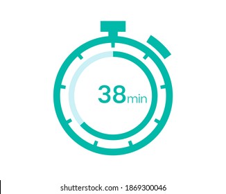 Icono de temporizador de 38 minutos, temporizador digital de 38 minutos. Reloj y reloj, temporizador, cuenta atrás