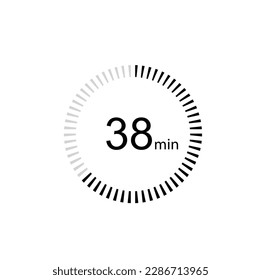 38 minutes timer icon,38 min digital timer. Clock and watch, timer, countdown.