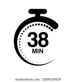 38 minutes timer stopwatch vector illustration isolated on white background.