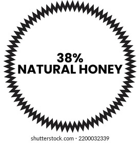 38% Natural Honey Label Sign for product vector art illustration with stylish font and black color