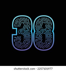 38 Number Fingerprint Logo Design Template Inspiration, Vector Illustration.