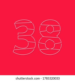 38 number, linear stroke font. Modern trendy, creative style design. For logo, brand label, design elements, corporate identity, application and more. İsolated vector illustration