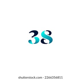 38 Number logo design template elements. Modern abstract digital number logo. Vector illustration.