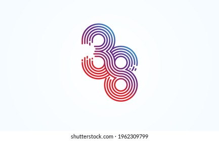 38 Number Logo, number 38 monogram line style, usable for anniversary, business and tech logos, flat design logo template, vector illustration [Converted]