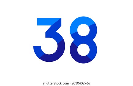 38 Number Modern Flat Blue Logo