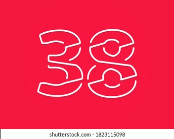 38 number. Modern trendy, creative style design. For logo, brand label, design elements, corporate identity, application etc. Isolated vector illustration          