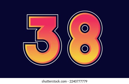 38 Number New Orange Sport Line Logo