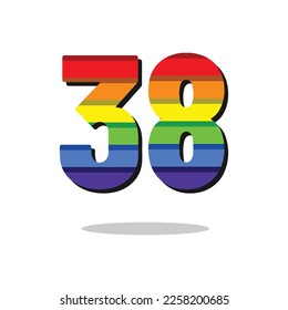 38 Number Rainbow Color Logo Design Template Inspiration, Vector Illustration.