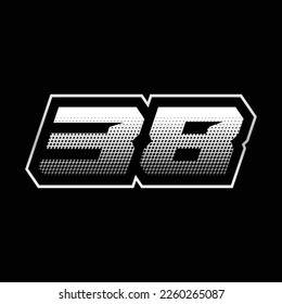 38 Number Speed Logo Design Template Inspiration, Vector Illustration For Sticker, Racing.