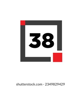 38 number with square icon. 38 dot monogram.