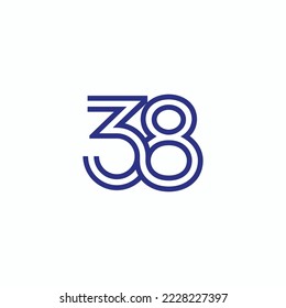 38 number thirty eight minimal lines logo, icon, sign, symbol design. Vector illustration isolated object on white background