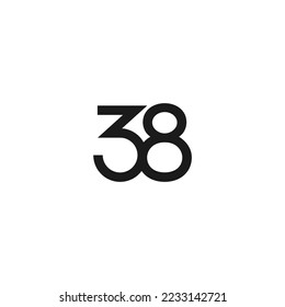 38 number thirty eight minimal logo icon sign vector illustration. Isolated object on background