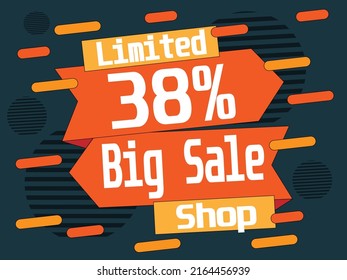 38% off banner. Big sale 38% discount for shop in web.