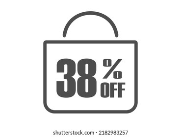 38% Off. Banner for products and services. Shopping bag vector.