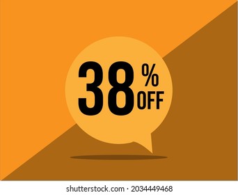 38% de descuento. Cartel con un descuento del 38% en un globo cuadrado amarillo.  
