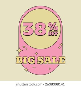 38% OFF. Big sale thirty eight percent. Price Tag. Special Offer Vintage Retro Label. Vintage vector illustration.