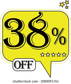 38% off Floating yellow balloon for promotional offers and discounts.