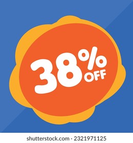 38% off per cent, percentage number in a colored circle, promotion, big sale, colorful background