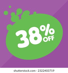 38% off per cent, percentage number in a colored circle, promotion, big sale, colorful background