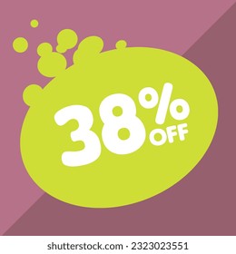 38% off per cent, percentage number in a colored circle, promotion, big sale, colorful background