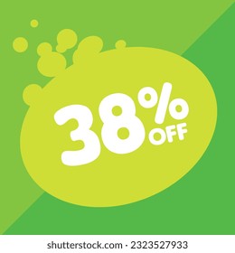 38% off per cent, percentage number in a colored circle, promotion, big sale, colorful background