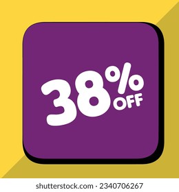 38% off per cent, percentage number in a colored circle, promotion, big sale, colorful background