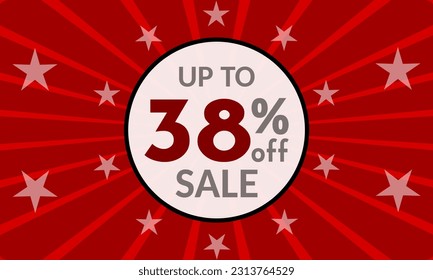 Up to 38% Off, red banner with discount for mega sales