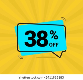 38% OFF sale. Coupon of Discount Price. Discount promotion. Banner for thirty eight percent off offers. Yellow and blue Design Template Concept. Vector illustration.