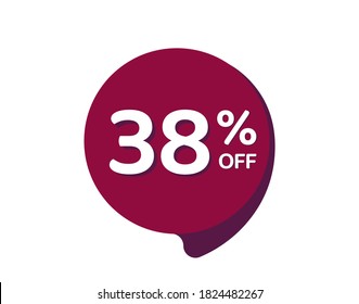 38% OFF Sale Discount Banner, Discount offer price label, 38% Discount Sticker