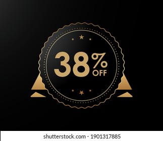 38% OFF Sale Discount Banner, 38 percent off isolated sticker