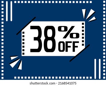 38% Off. Special offer marketing. 38% discount special sale conceptual. 38% Blue banner design.