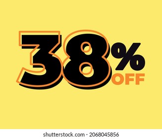 38% off tag thirty eight percent discount black friday sale black letter yellow background