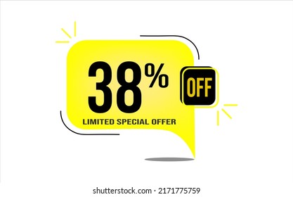 38% off a yellow balloon with black numbers. Flag with percentage numbers