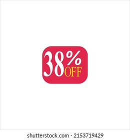 38 offer tag discount vector icon stamp on a white background