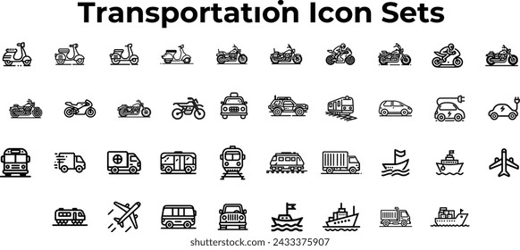 38 Outline Transportation Icon Sets