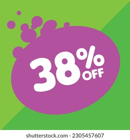 38% per center, percentage number in a colored circle, promotion, big sale, colorful background