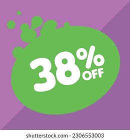 38% per center, percentage number in a colored circle, promotion, big sale, colorful background