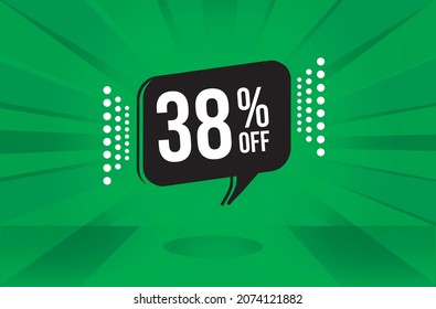 38 percent discount. Green banner with floating balloon for promotions and offers. Vector Illustration.