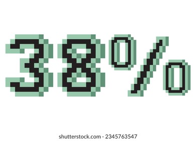 38 percent with pixel art 3d. Vector illustration