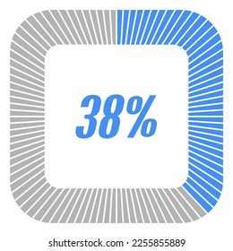 38 percent square shape percentage diagram for infographics,documents or reports. vector.