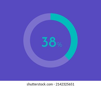 38 Percentage diagrams on blue color background HD, pie chart for Your documents, reports, 38% circle percentage diagrams for infographics