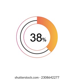 38 Percentage diagrams, pie chart for Your documents, reports, 38% circle percentage diagrams for infographics.