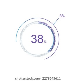 38% percentage infographic circle icons,38 percents pie chart infographic elements for Illustration, business, web design.