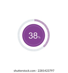 38% percentage infographic circle icons,38 percents pie chart infographic elements for Illustration, business, web design.