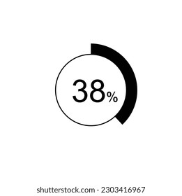 38% percentage infographic circle icons,38 percents pie chart infographic elements for Illustration, business, web design.