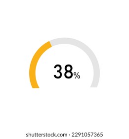 38 percent,semicircle shape percentage diagram symbol,transparent background.