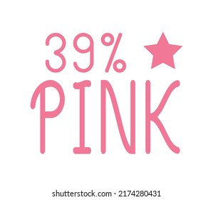 38 % rosafarbene Zeichen- und BeschriftungsVektorgrafik und Illustration mit fantastischer Schriftart und rosafarbener Farbkombination auf weißem Hintergrund
