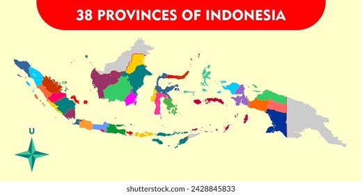 38 Provinces of Indonesia Colorful