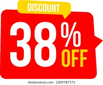 38 Sale banner special offer tag discount template set buy now and hot deal special offer with 38 percent off for cheap economic shopping